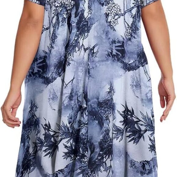 Plus Size Womens T-Shirt Dress Short Sleeve Swing Casual with Pockets - Picture 5 of 5